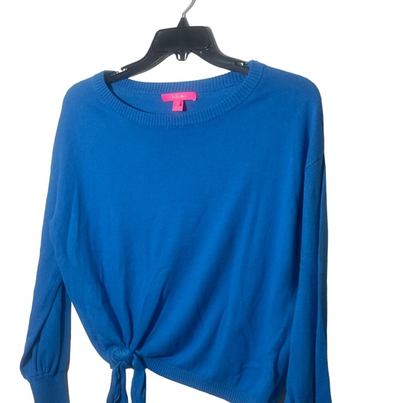 Lilly‎ Pulitzer Medium Lightweight Sweater Blue Round Neckline Long Sleeve - Picture 5 of 6